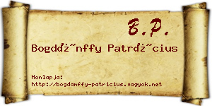 Bogdánffy Patrícius névjegykártya